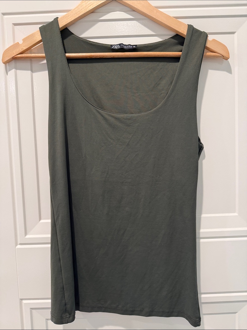 Zara Olive Green Scoop Neck Tank